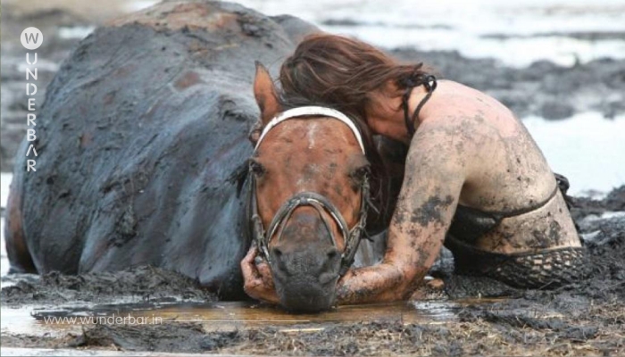 Stundenlang klammert sich die Frau weinend an ihr Pferd. Doch was der Bauer dann macht, bringt Rettung in letzter Sekunde.