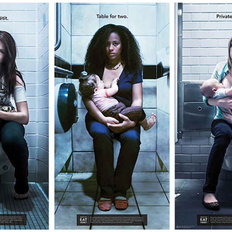 Augen auf! Diese schockierenden Plakate zeigen, was stillende Mütter oft ertragen müssen