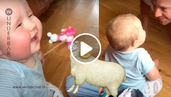 Er möchte sein Baby zum Lachen bringen – doch dieses lacht plötzlich wie ein Schaf!