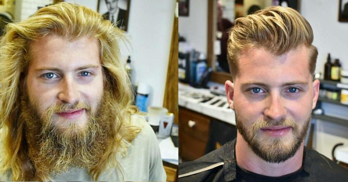 16 Männer, die nach Jahren wieder zum Friseur gegangen sind.	