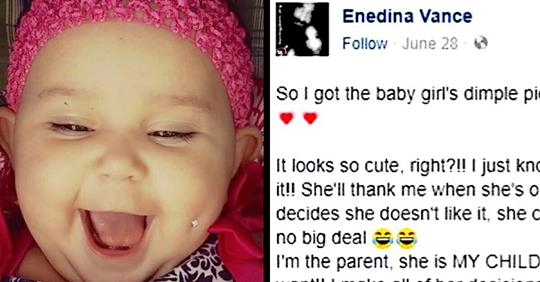 Baby mit Backen Piercing versetzt Netz in Rage – Mutter offenbart die versteckte Botschaft im Foto