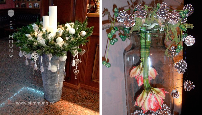 Fertige ein Weihnachtsgesteck auf einer Vase an und kreiere auf diese Weise etwas Einzigartiges! 9 tolle Ideen…….