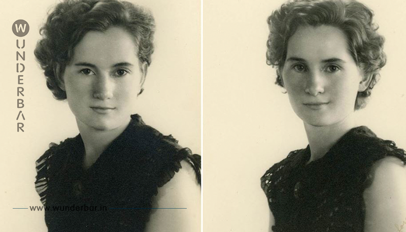 Es scheinen zwei Fotos der gleichen Frau zu sein, aber sieh dir einmal an, wer 100 Jahre später neben ihr sitzt!