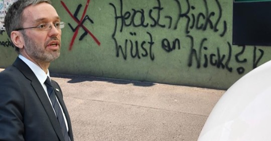 Lokal vor Kickl Besuch mit Graffiti beschmiert