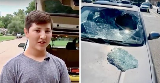 12-jähriger kommt in heißem Auto eingeschlossenen Kleinkind zur Hilfe, indem er die Windschutzscheibe einschlägt