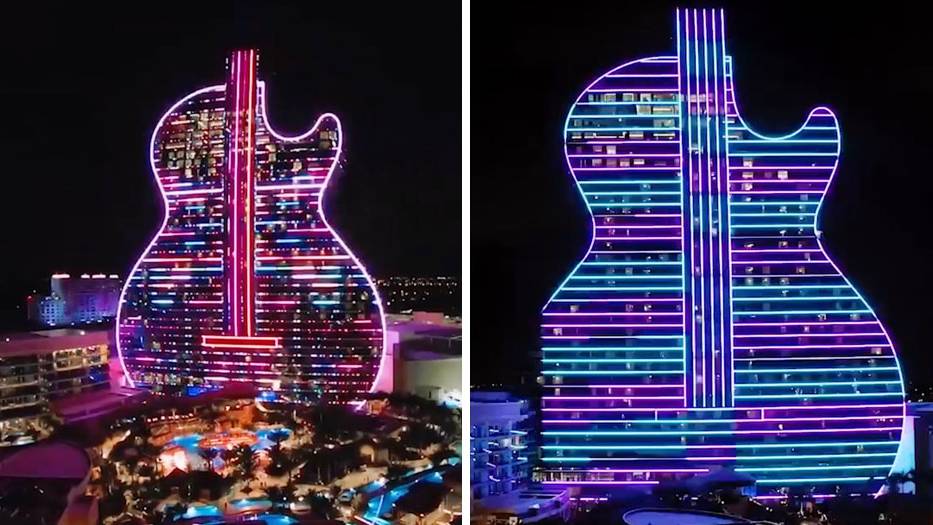 Weltweit erstes Hotel in Gitarren Form: Hier können Rockfans stilecht übernachten