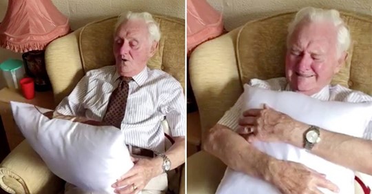 Geschenk einer aufmerksamen Pflegerin: Kissen rührt alten Mann zu Tränen