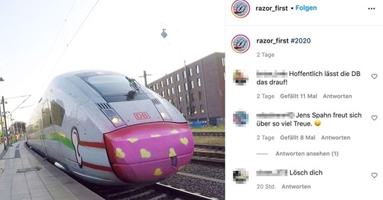Graffiti Künstler sprüht Maske auf ICE – und sogar die Deutsche Bahn ist begeistert
