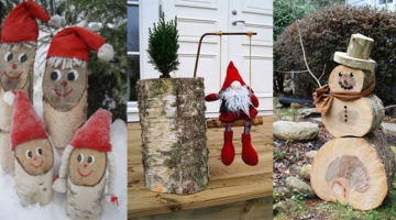 Verwenden Sie Baumstümpfe, um die schönsten Weihnachtsfiguren zu gestalten. 8 nette Ideen. Nummer 6 ist toll!