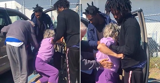 Polizist filmt 3 Junge Männer, die 89-jährige Frau dabei unterstützen, in ihr Auto einzusteigen