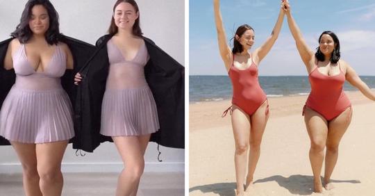 14 Bilder im gleichen Outfit: Model posiert mit Freundin