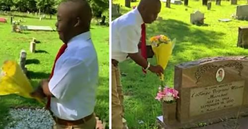 Junge mit Behinderung besucht Grab seiner Mutter – 'Ich habe es geschafft. Ich habe den Abschluss gemacht.'
