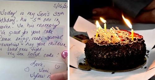 Jane Doe bezahlt ihren Geburtstagskuchen im Gedenken an ihren verstorbenen Sohn: 