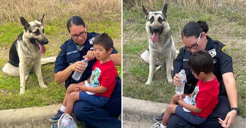 Polizei findet 5 jährigen Jungen mit Down Syndrom auf stark befahrenen Bahngleisen – sein treuer Hund weicht nicht von seiner Seite