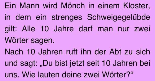 Witz des Tages: Mönch im Schweigekloster geht zum Abt