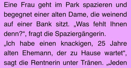 Rentner-Witz: Weinende Rentnerin erzählt von Ehemann