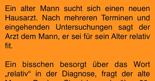 Witz des Tages: Alter Mann besorgt über Diagnose