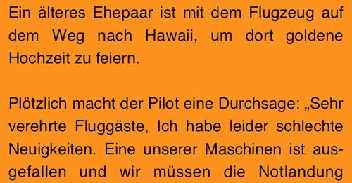 Witz des Tages: Frau befragt Ehemann nach Flugzeugabsturz