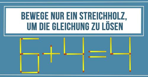 Kannst Du die Gleichung korrigieren, indem Du nur EIN Streichholz bewegst?